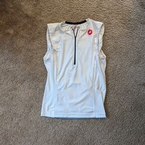 Castelli White Sleeveless Quarter Zip Cycling/Triathlon Jersey